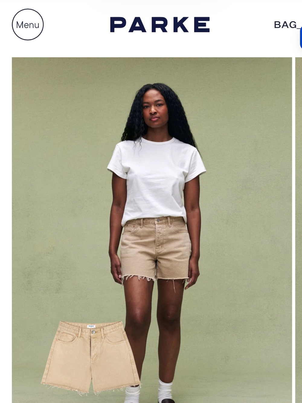 PARKE Long Baggy White Denim Shorts